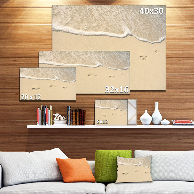 Footprints in Sand on the Beach Photographic Print on Wrapped Canvas, 30" H x 40" W x 1" D