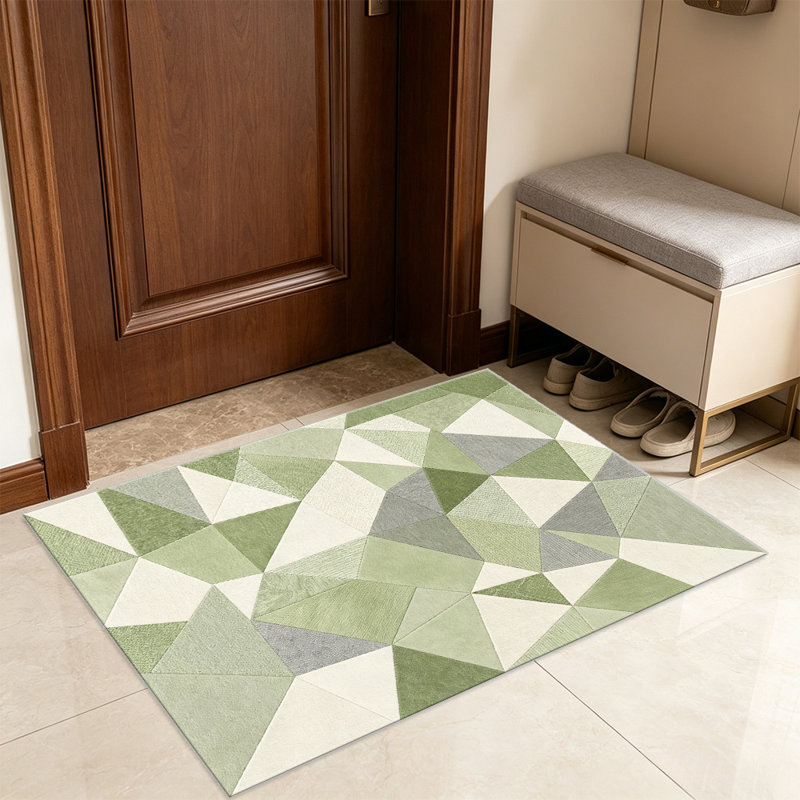 Teal & Grey Abstract Geometric carpet-easy to clean, machine-washable, soft and comfortable; suitable for door mats, kitchens, living rooms, bedrooms, corridors, and laundry areas. Easy to clean, durable carpet for home decoration.