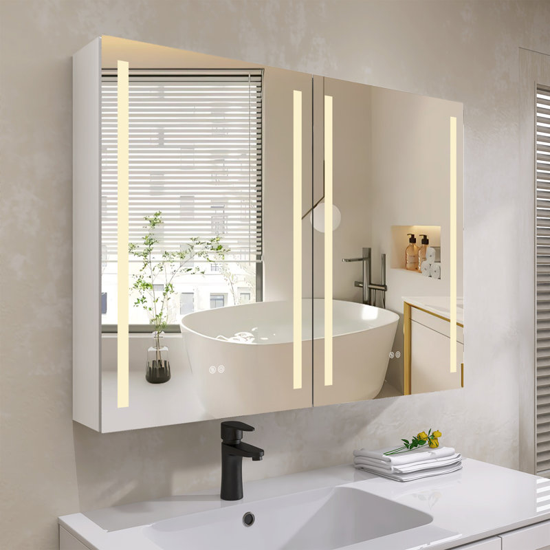 Armoire à pharmacie à miroir sans cadre réglable H 40 po H 30 po Daviyana