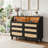 Natural Wood Rattan 6-Drawer Dresser With APP & Remote RGB LED Hutch Lighting-338060891