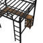 Lit mezzanine en métal avec bureau et tablettes, lit mezzanine avec échelle et garde-corps pour la chambre à coucher-491739112