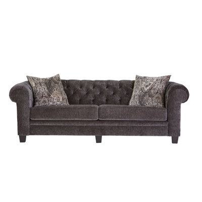 96" Upholstered Lush Sofa with Pillows