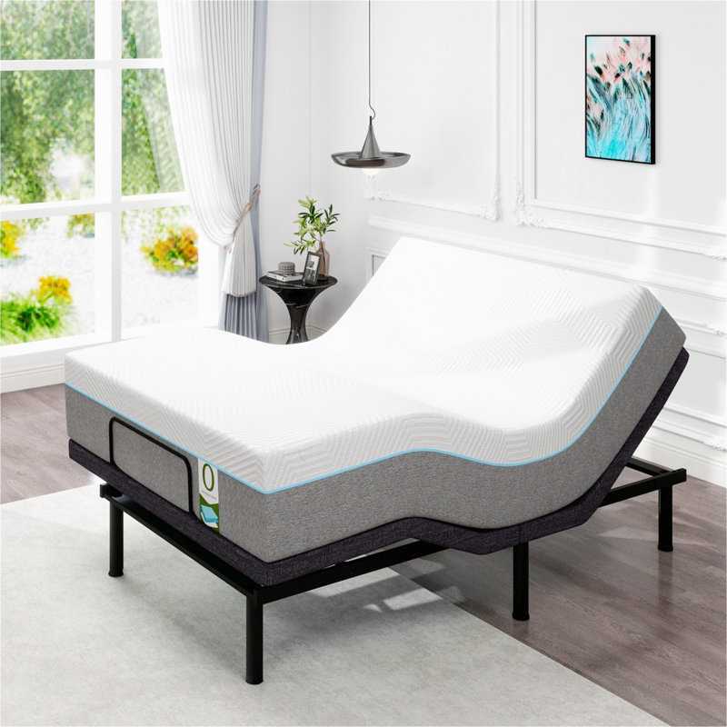Alwyn Home Sale Adjustable Bed with 12" Memory Foam Mattress - Wireless Remote & Massage Function, Full