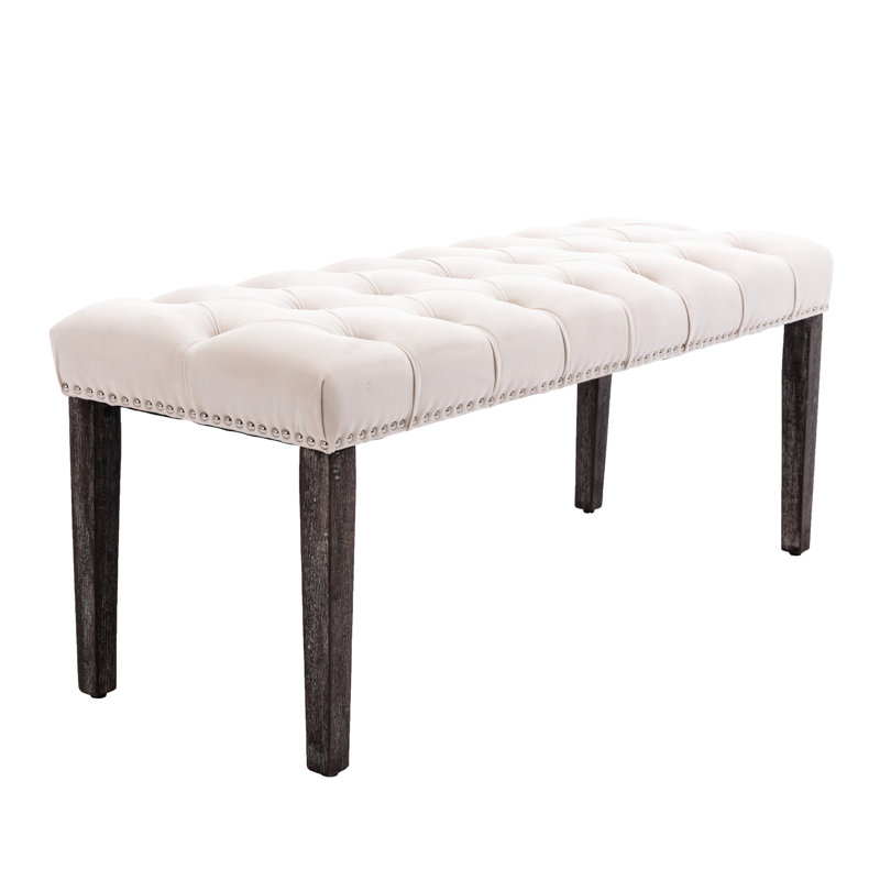 Beige Bench , 44.59" Long, 16.9" Wide, 19.42" High, Comfortable For Dining Room Use Seating In, Beige