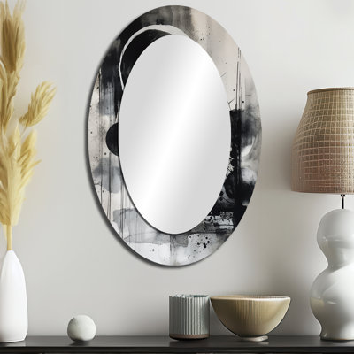 Explorer les profondeurs du marbre noir IV - Miroir mural moderne noir ovale