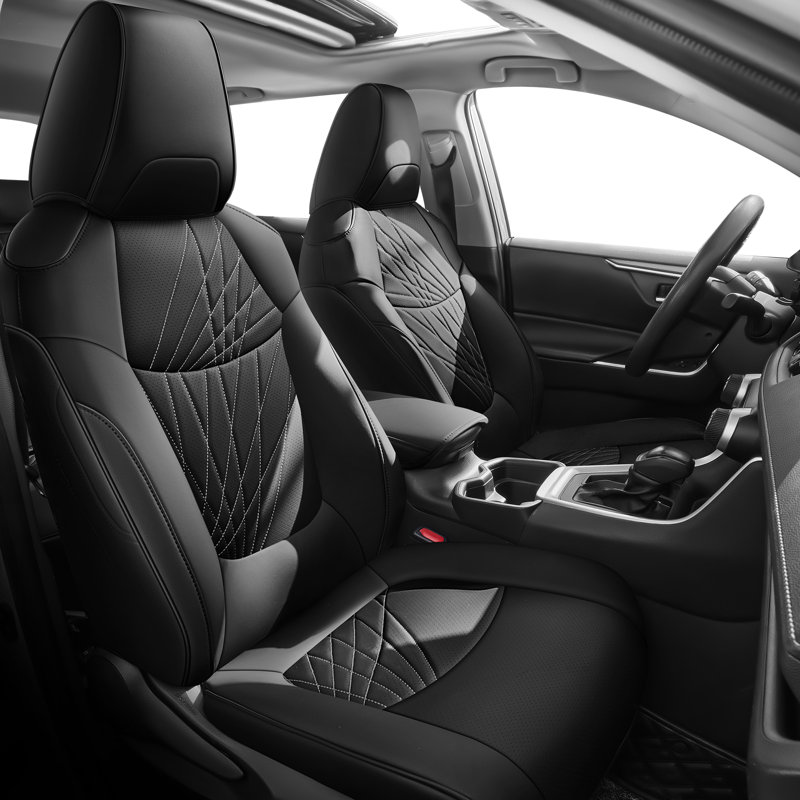 Red Rain Car Seat Cover Full Set Faux Leather Seat Covers Custom Fit for Toyota RAV4 Hybrid 2019-2025