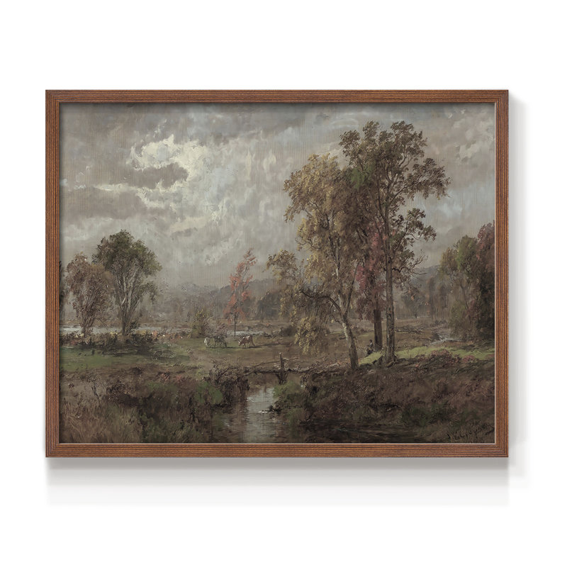 Paysages rétro-CCLxx - reproduction encadrée, H 16 po x l 20 po, Noyer