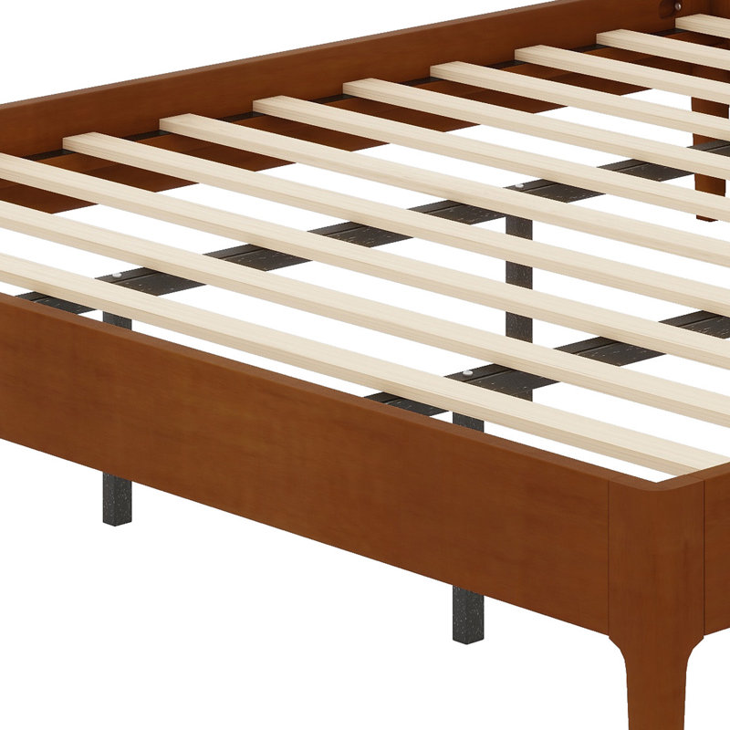 Sleek Design Sleeping Base with Integrated Sturdy Slat Structure, Brown