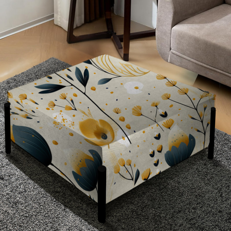 Grand motif floral sarcelle sarcelle - repose-pieds carré floral