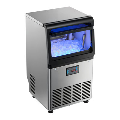 Machine à glaçons commerciale, 80 lb / 24 h avec capacité de rangement de 13 lb, comptoir / autoportant / sous le comptoir, machine à glaçons en acier inoxydable avec affichage DEL et autonettoyante, pour bar maison