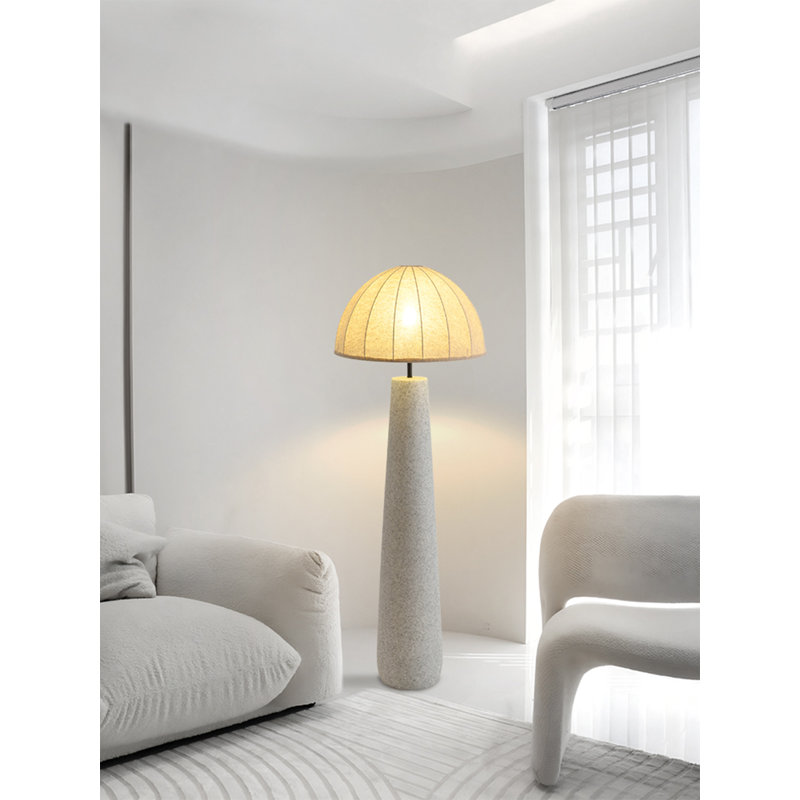Modern Minimalist Rotational Molding Fabric Floor Lamp, White