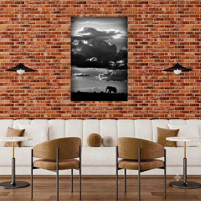 «Dramatic Elephant Silhouette Dramatic Peaceful Serene Elephant Landscape Nature», reproduction d'art murale