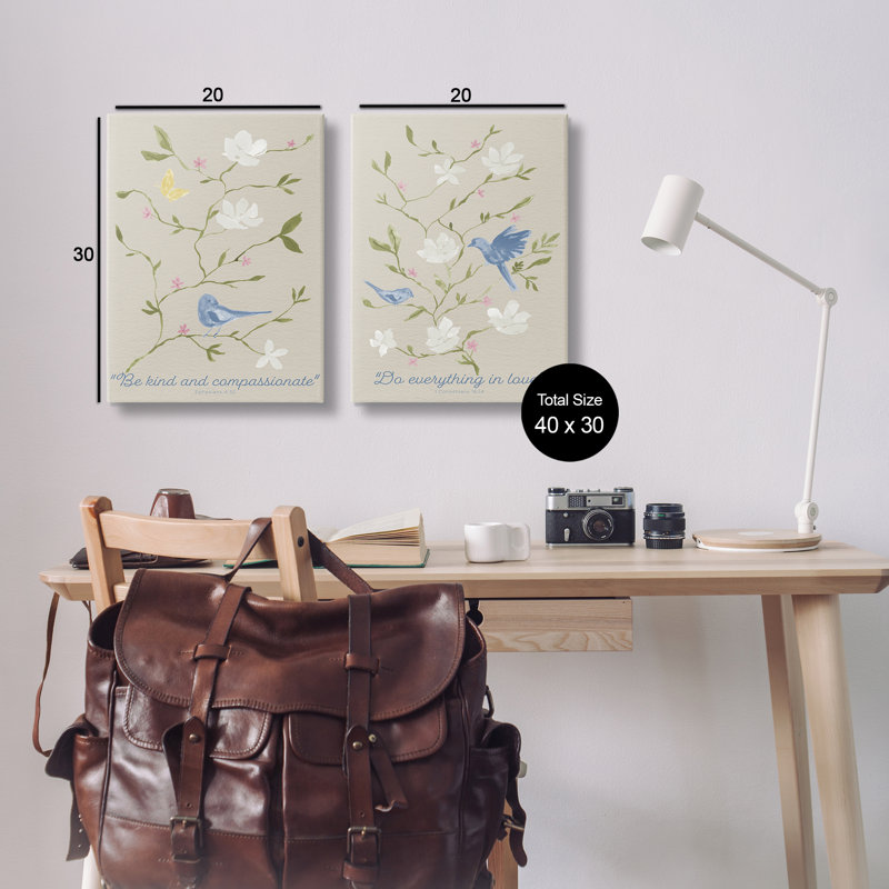 Ensemble de 2 toiles florales réconfortantes, design par Lucille Price, H 30 po x l 20 po