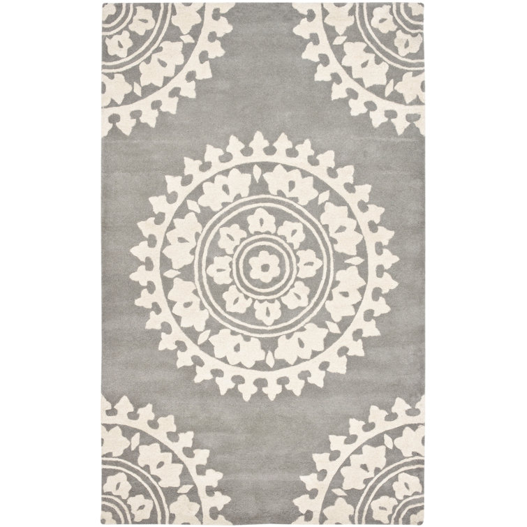 Ouameni Floral Wool Hand Woven Area Rug