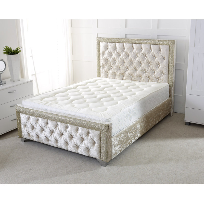 Carley Upholstered Bed, Double (4'6), Cream