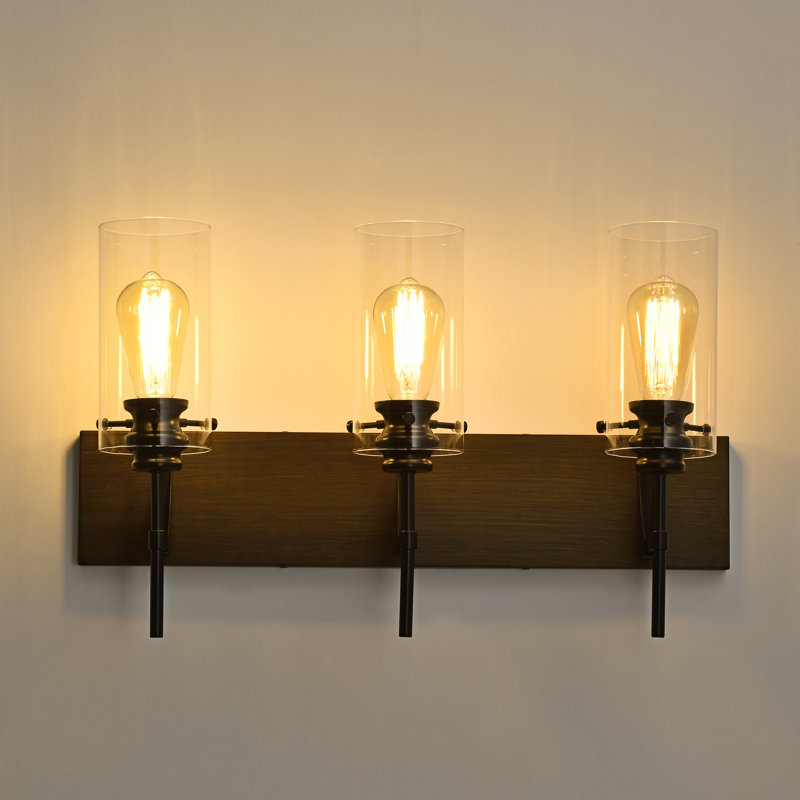 Luminaire de meuble-lavabo moderne 3 lumières avec abat-jour en verre - culot d'ampoule E26