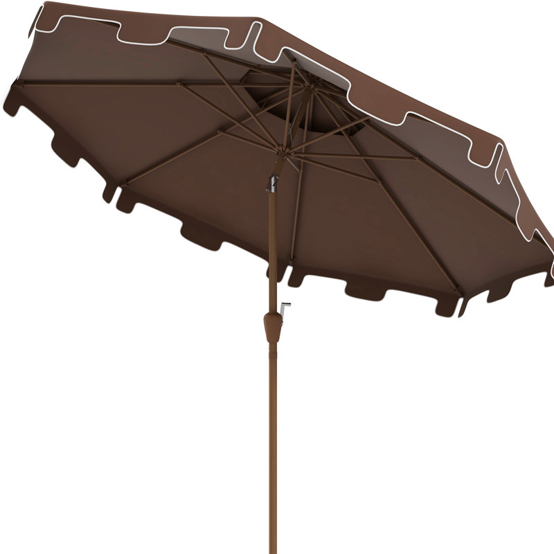 Parasol de patio 9 'avec fonction d'inclinaison et de manivelle - Double toit à volants pour l'extérieur