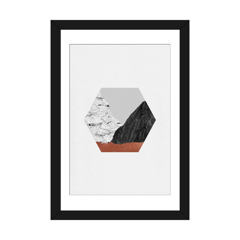 «Geometric I», impression sur toile, H 32 po x l 24 po x P 1 po, Papier d'art encadré noir, Blanc