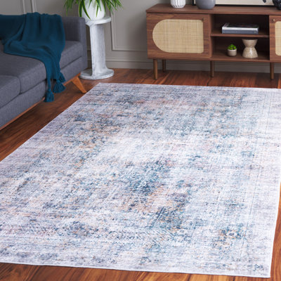 Tapis en polyester tissé à la machine à motif abstrait gris / vert Sydnei