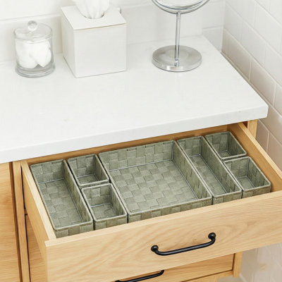7-Piece Braided Polyester Drawer Divider Set - Sage Green
