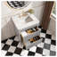 Meuble-lavabo autoportant gris de 76 cm (30 po) entièrement assemblé, avec un seul lavabo, un dessus en marbre reconstitué et des tiroirs à fermeture amortie.