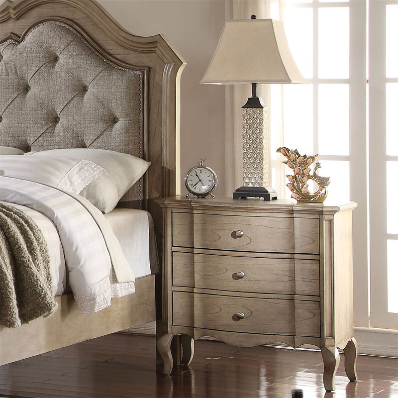3-Drawer Nightstand, Taupe