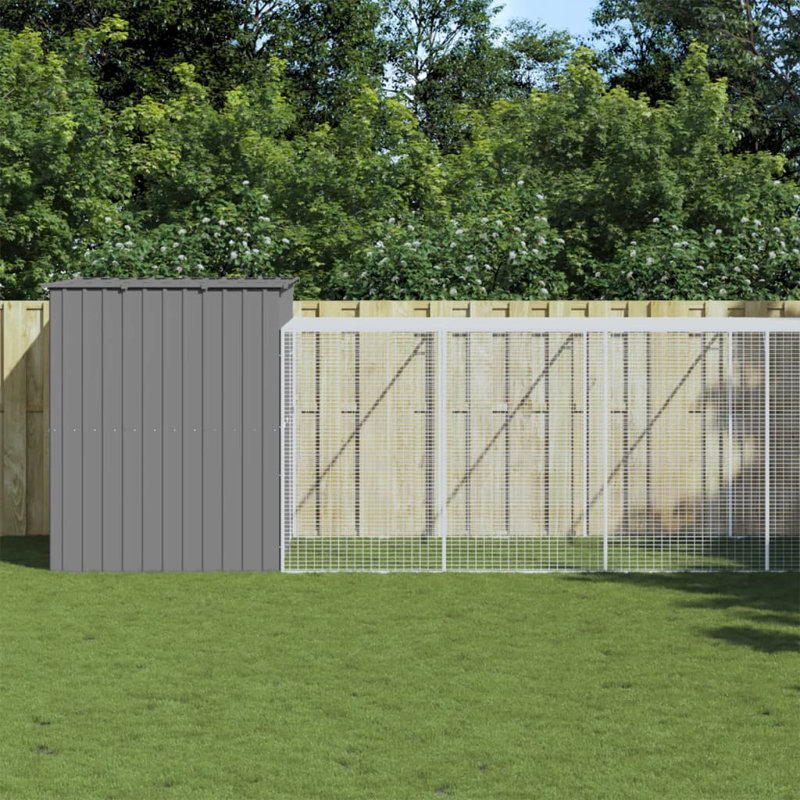 Niche pour chien en métal, Gris clair, H 71,3 po x l 84,3 po x P 420,9 po