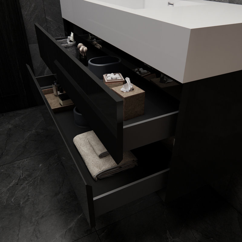Meuble-lavabo simple 47 po Albizu, Noir