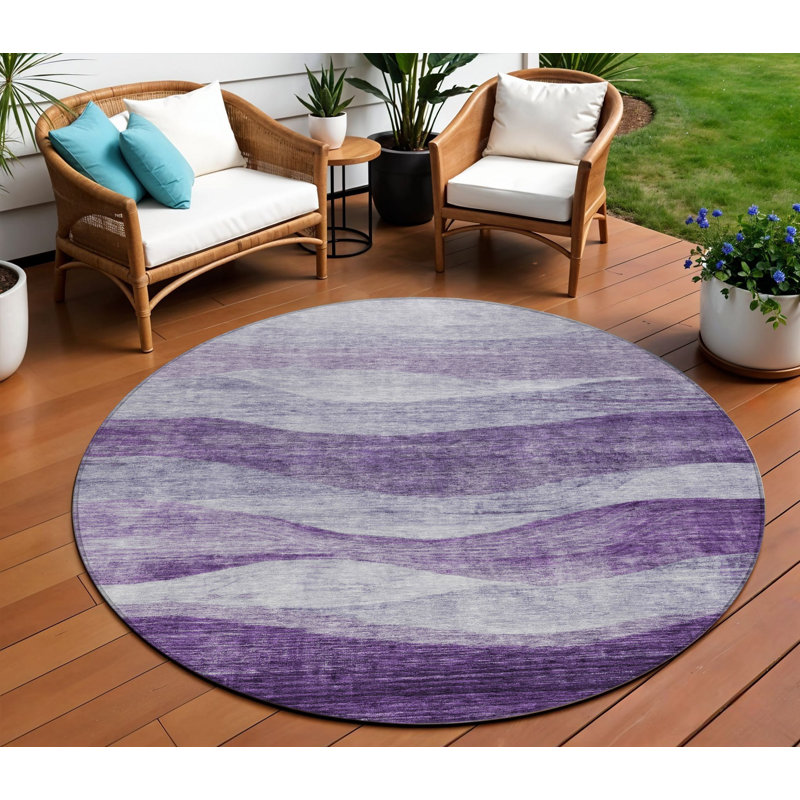 Tapis rond lavable et mauve 8 po