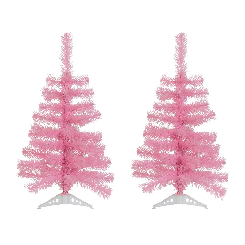 1.97' H Artificial Pine Christmas Tree, Pink