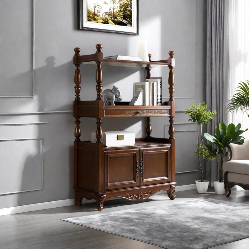 Une belle bibliothèque bien conçue, (3 Shelves) 47.2"H x 27.5"W x 14.9"D, Marron foncé