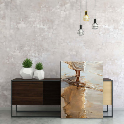 Encadré Jésus marchant sur la plage Chrétien, bord de mer, Faithwall, reproduction d'art, impression sur toile, galerie d'art, image pour salon, chambre à coucher, 16 x 24 pouces, prêt à être suspendu