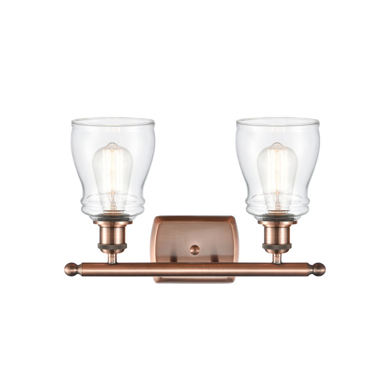 Mccarver 2 - Light Dimmable Vanity Light, 6 Watt Vinage LED Bulb, Clear, Antique Copper