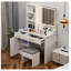 Coiffeuse 32 po avec miroir éclairé, rangement et tabouret coussiné