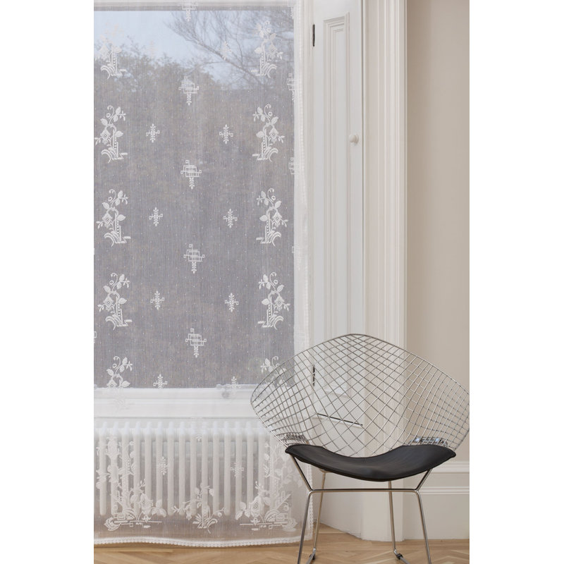 Peard Cotton Blend Sheer Curtain Single Panel, Ivory, 90 W x 160 D cm