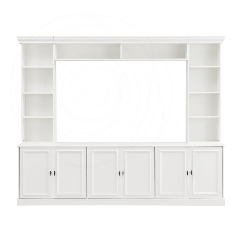 Meuble audio-vidéo 4 pièces avec bibliothèque Elegant, Blanc