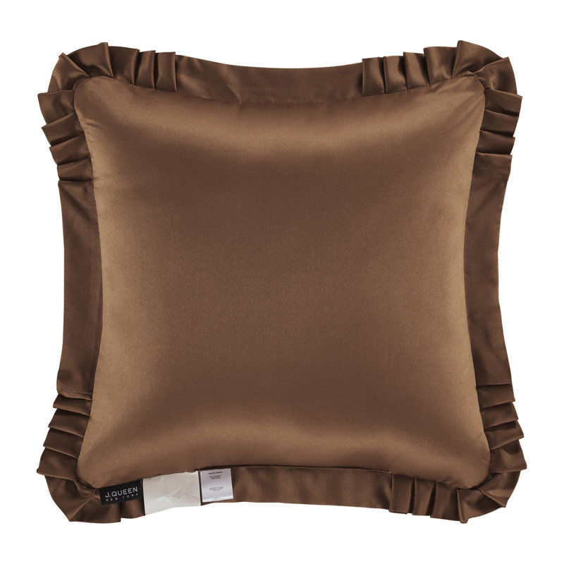 Copper and Beige Damask Square Decorative Throw Pillow
