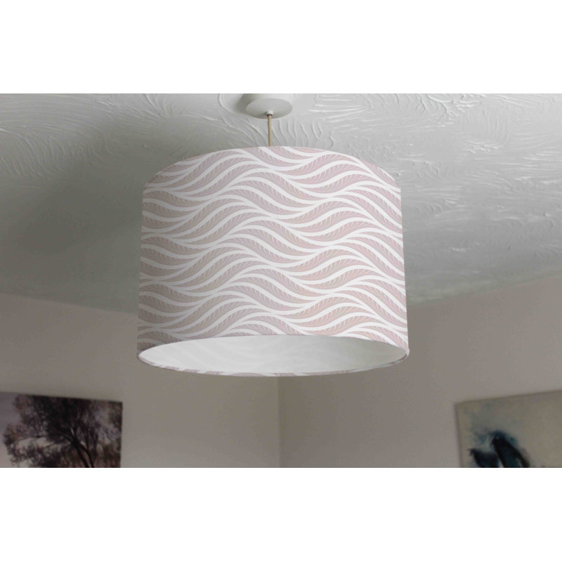 Geometric Pattern with Leaves 25 cm H Drum Cotton Pendant Shade ( Uno )