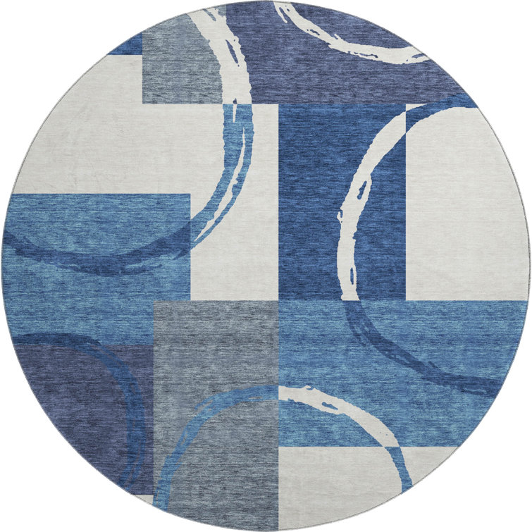 Premium Machine Washable Prisco Blue Rug