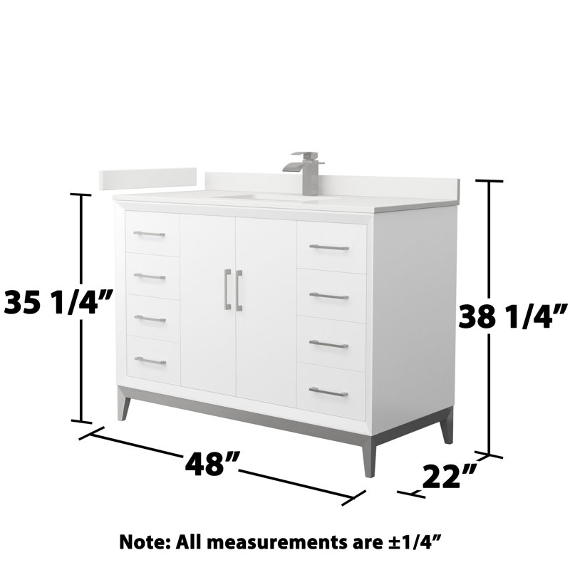 Amici Free Standing Single Bathroom Vanity with Top, Satin Bronze, Giotto Quartz, 48"