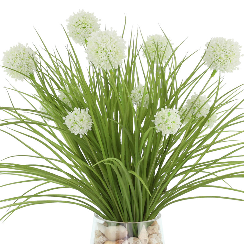 Allium Floral Arrangement in Decorative Vase, White