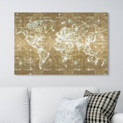 « mapamundi galaxy gold », impression sur toile