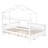 Wooden Full Size House Bed With Twin Size Trundle,Kids Bed With Shelf, White-2006063796