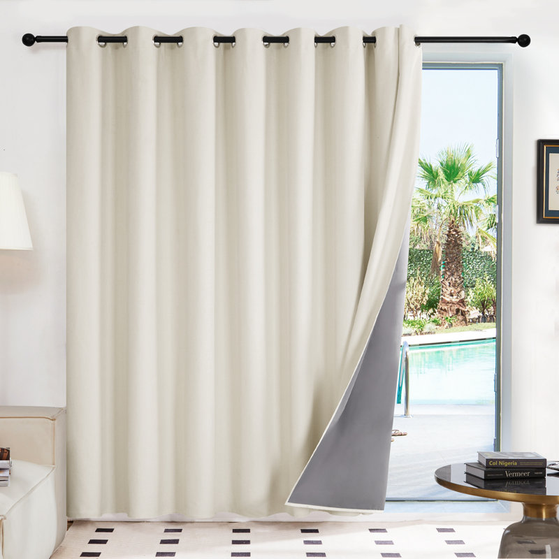 Marcarthur Polyester Blackout Curtain Single Panel, 100" W x 84" L, Cream