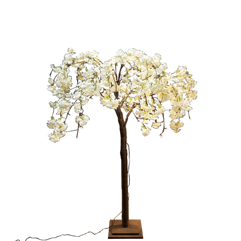 Cerisier en fleurs avec lumières DEL, Blanc chaud, H 70,86 po x l 35,4 po x P 35,4 po