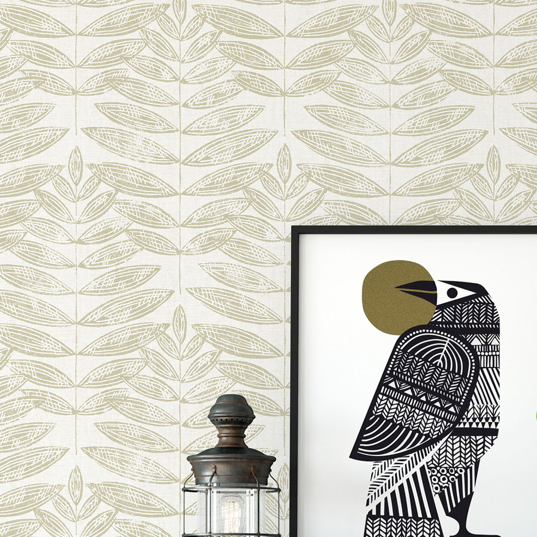 Leaf Wallpaper Roll, Beige
