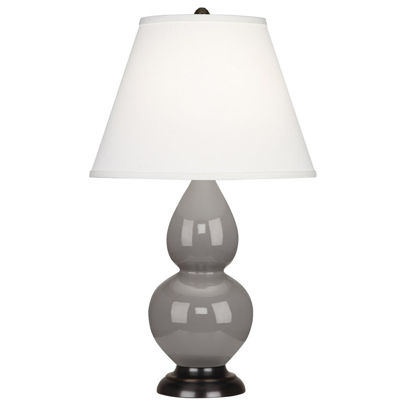 Gourd Table Lamp, Smokey Taupe and Bronze Base