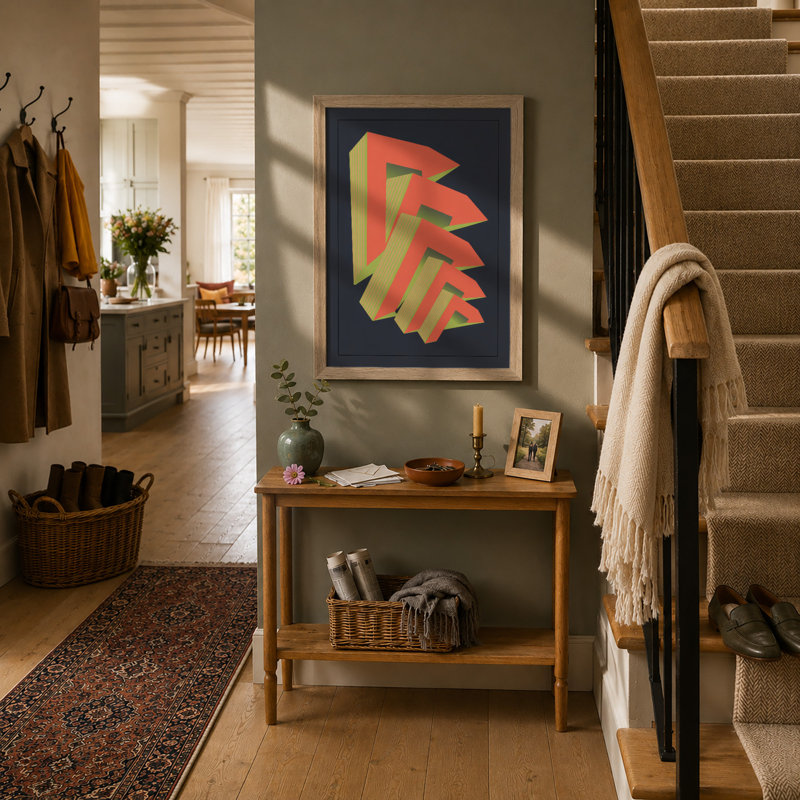 Ascending Arrows Geometric - Framed Print, Oak, A4 - 29.7 x 21.0 cm