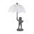 23" Bronze Resin Frog Table Lamp With Linen Umbrella Shade-721551889-721551891