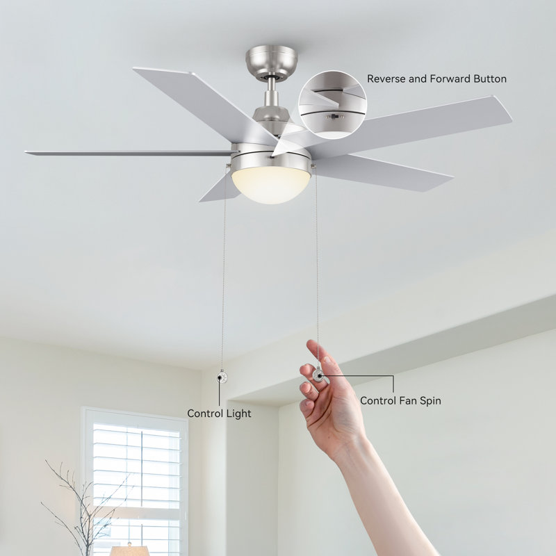 Johnye 52'' Ceiling Fan with LED Lights, Silver